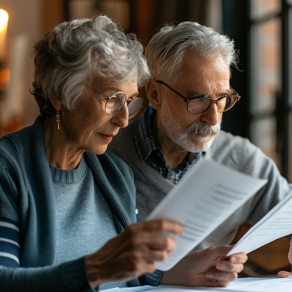 Couple Reading Paperwork