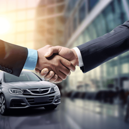 A creative and engaging cover photo illustrating the concept of credit union auto financing: a customer shaking hands with a credit union representative in front of a new car, with a visible credit union logo, symbolizing trust and financial savings.