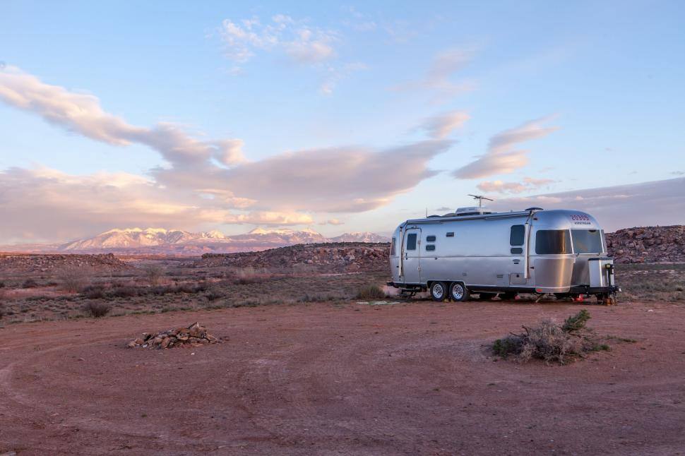 RV Camper in desert.